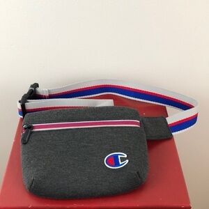 Champion Gray Striped Adjustable Fanny Pack